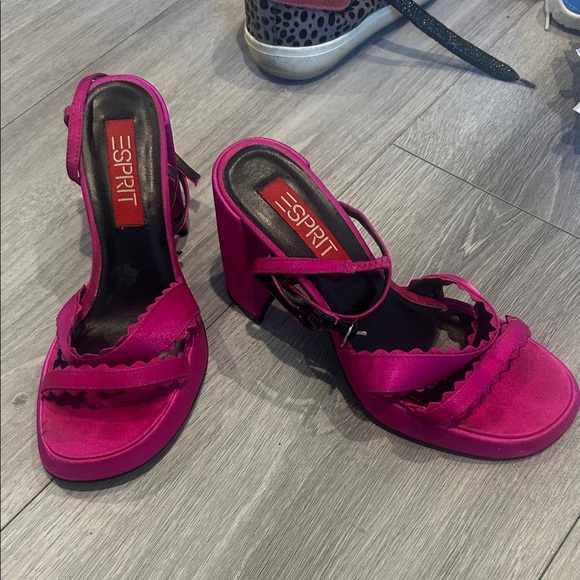 Esprit Fuchsia Strappy Chunky Heels Y2K - Picture 1 of 7